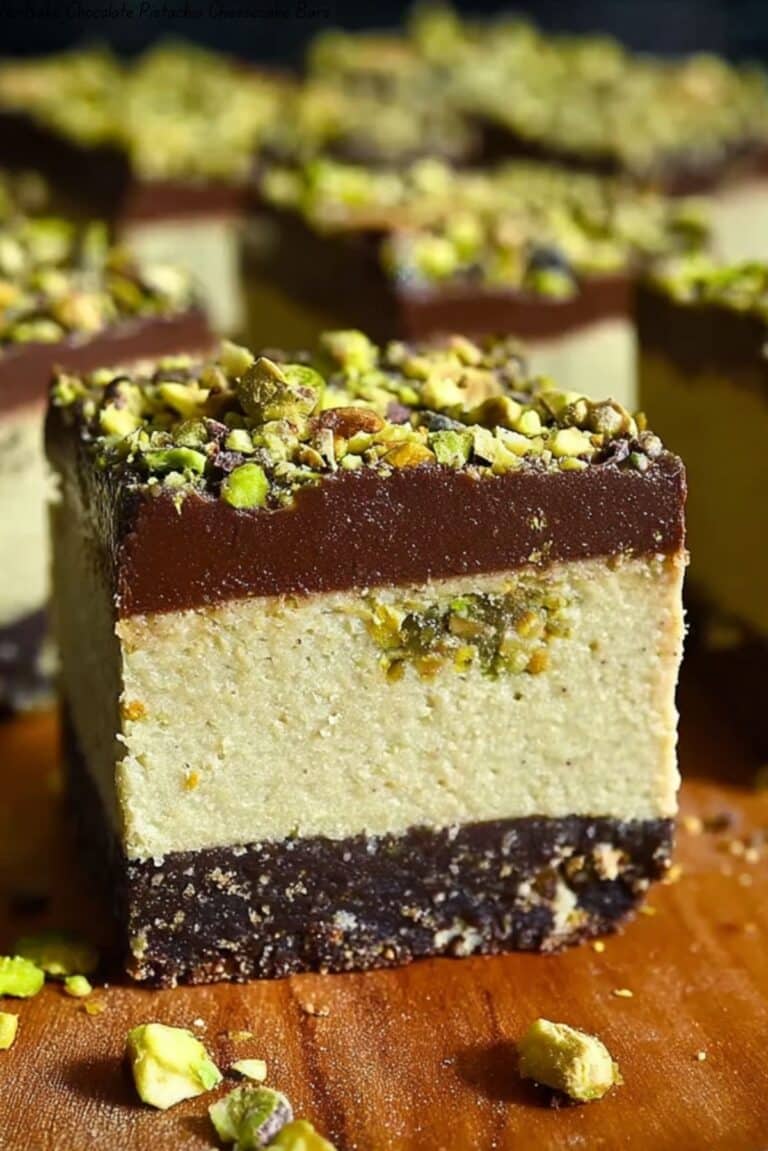 No-Bake Chocolate Pistachio Cheesecake Bars
