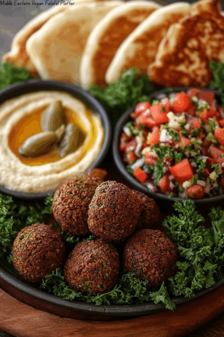 Middle Eastern Vegan Falafel Platter: Crispy & Tasty
