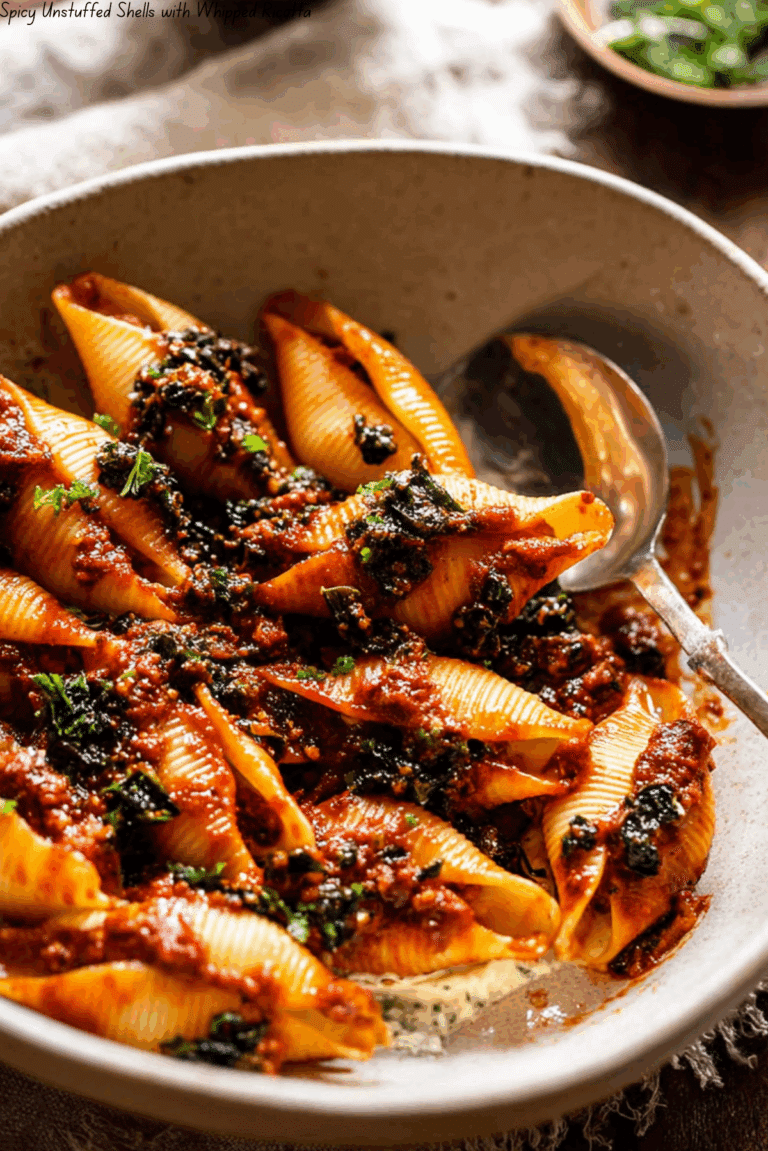 Spicy Unstuffed Shells with Whipped Ricotta