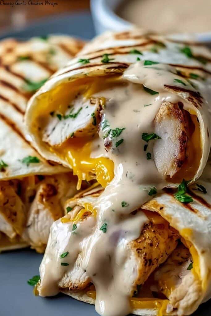 Cheesy Garlic Chicken Wraps