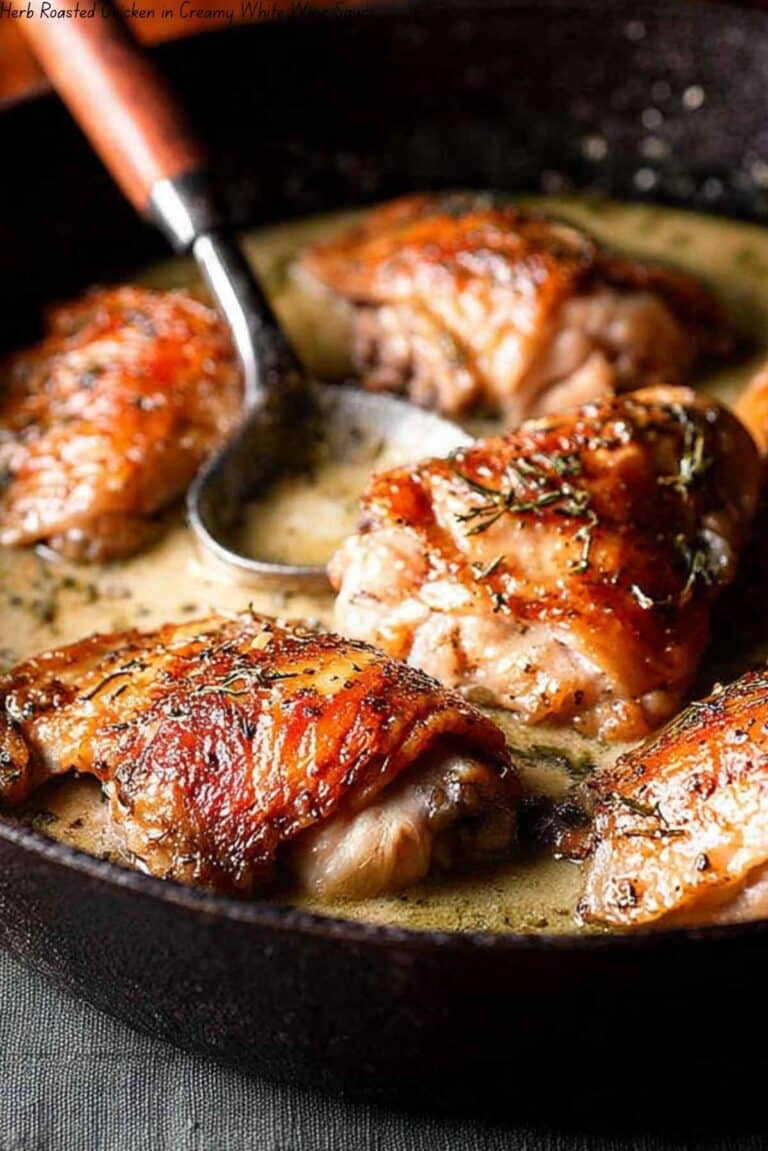 Herb Roasted Chicken in Creamy White Wine Sauce