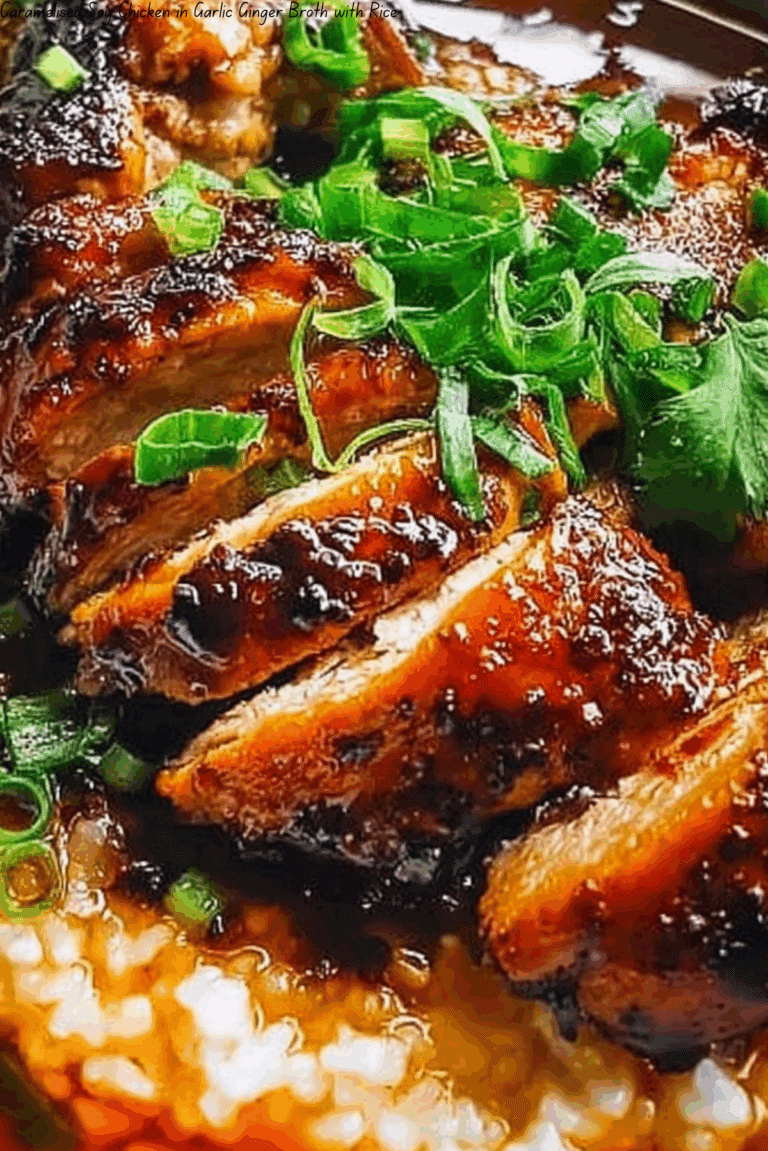 Caramelised Soy Chicken in Garlic Ginger Broth with Rice
