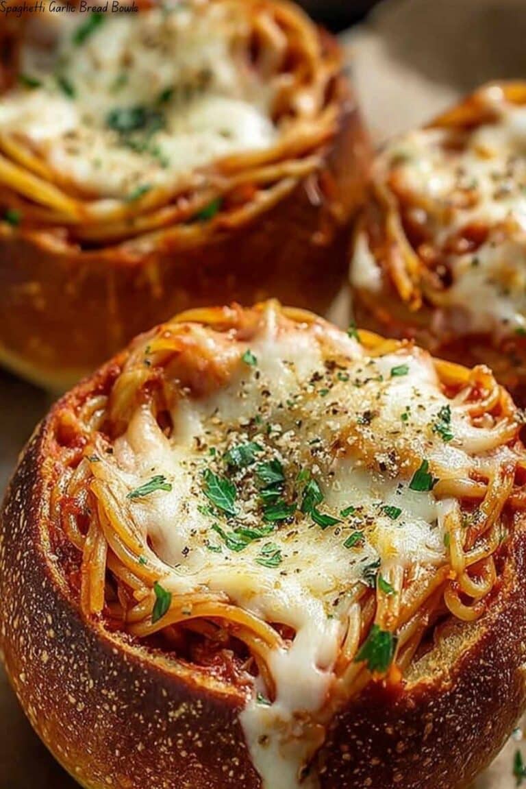 Spaghetti Garlic Bread Bowls