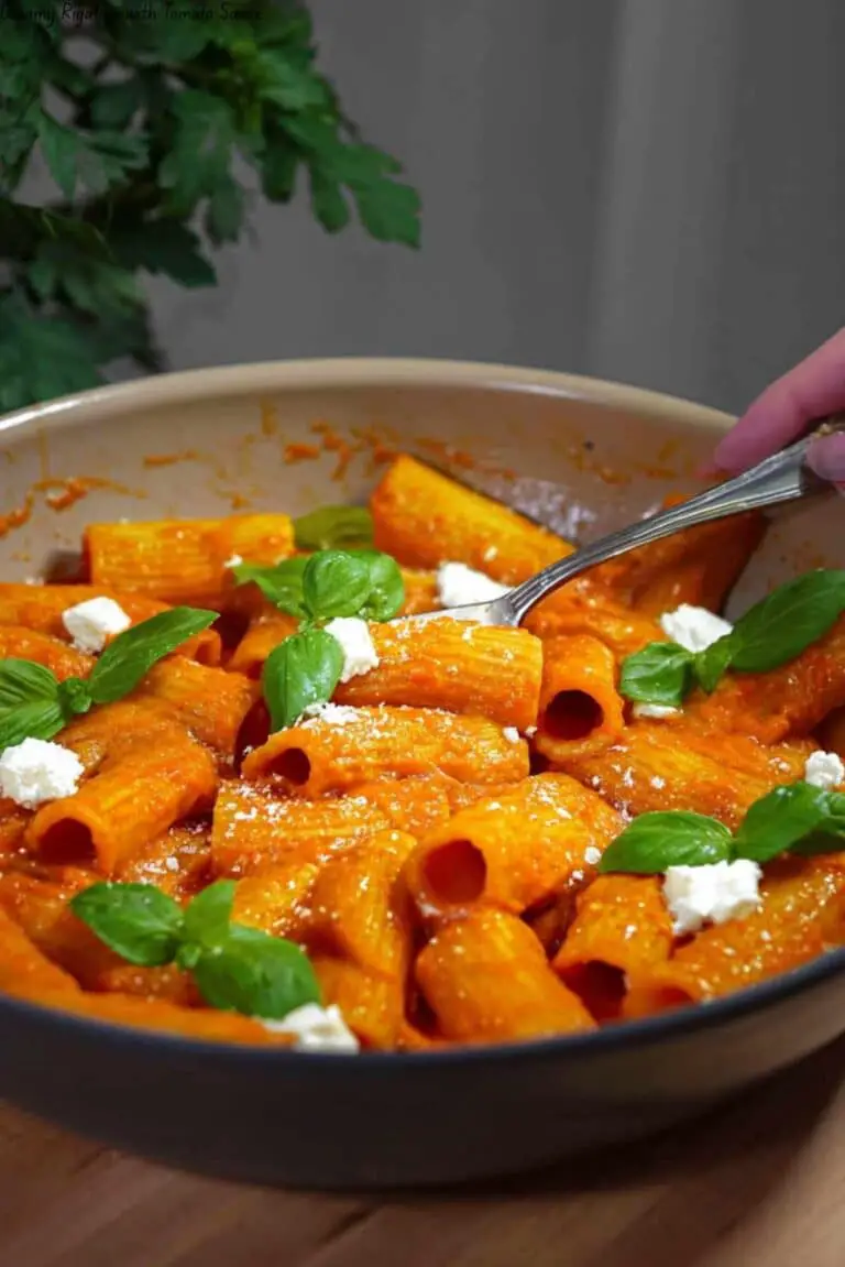 Creamy Rigatoni with Tomato Sauce