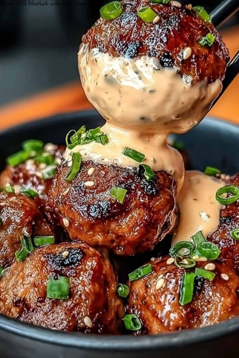 Korean BBQ Meatballs with Spicy Mayo Dip