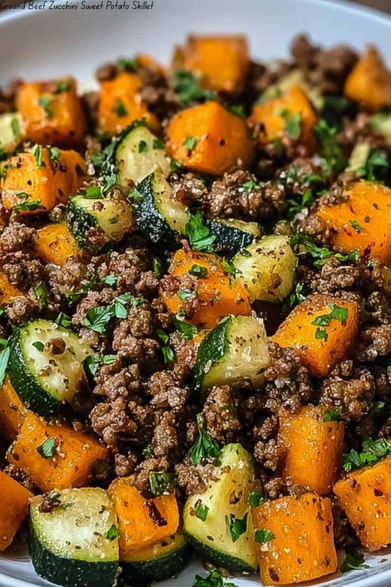 Ground Beef Zucchini Sweet Potato Skillet
