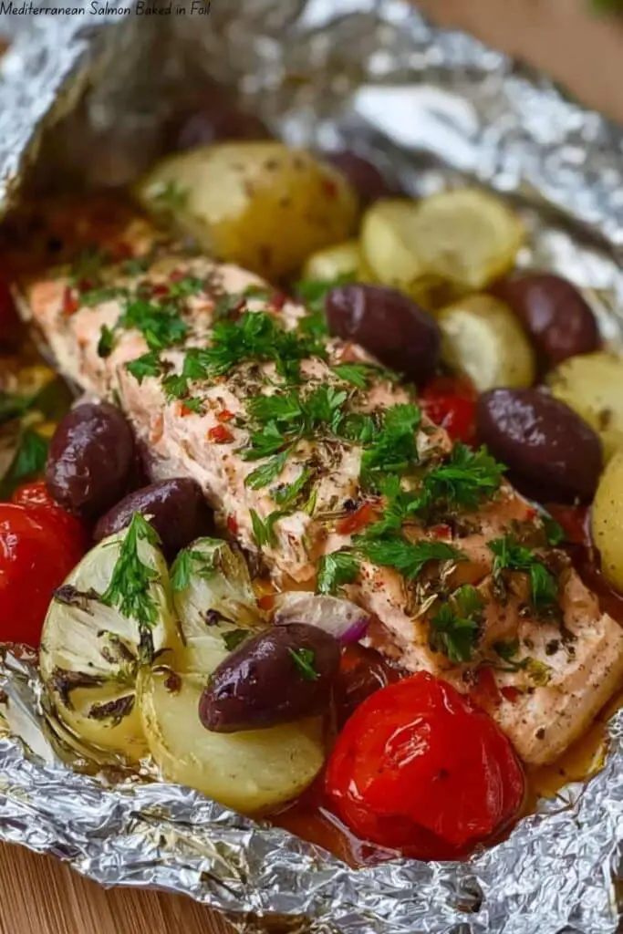 Mediterranean Salmon Baked in Foil