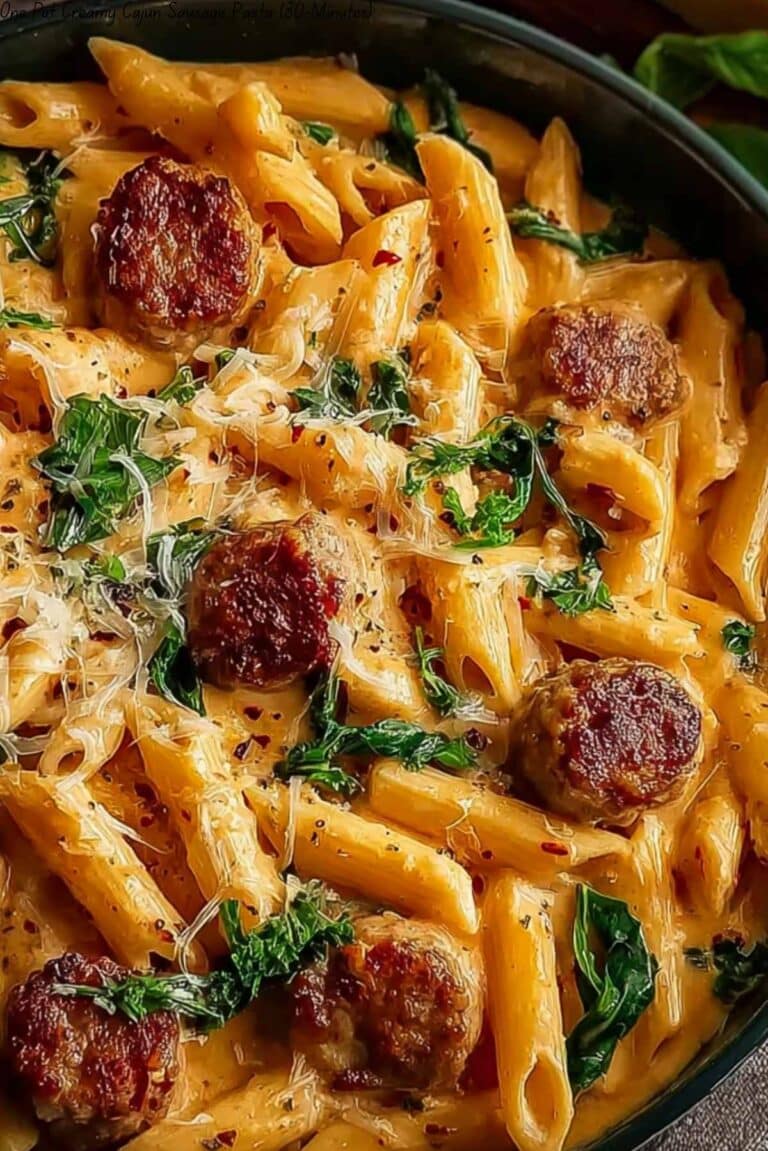 One Pot Creamy Cajun Sausage Pasta (30-Minutes)