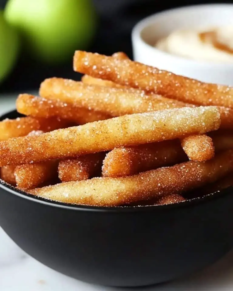 Crispy Air Fryer Apple Fries with Cinnamon Sugar and Dipping Sauces Recipe