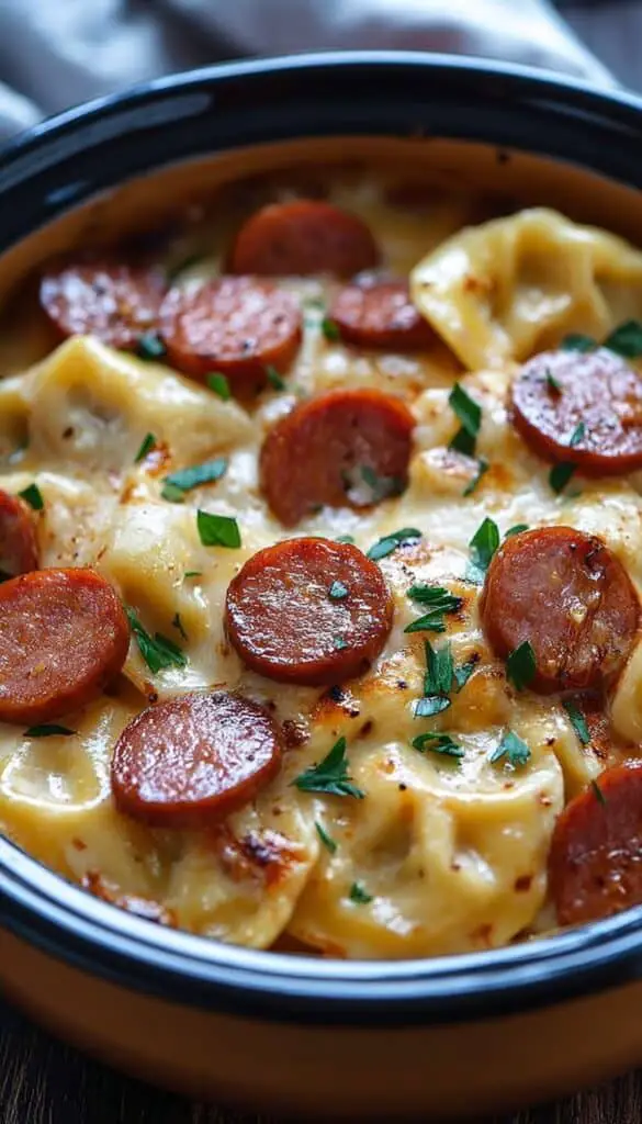 Crock Pot Pierogi Casserole with Kielbasa Recipe
