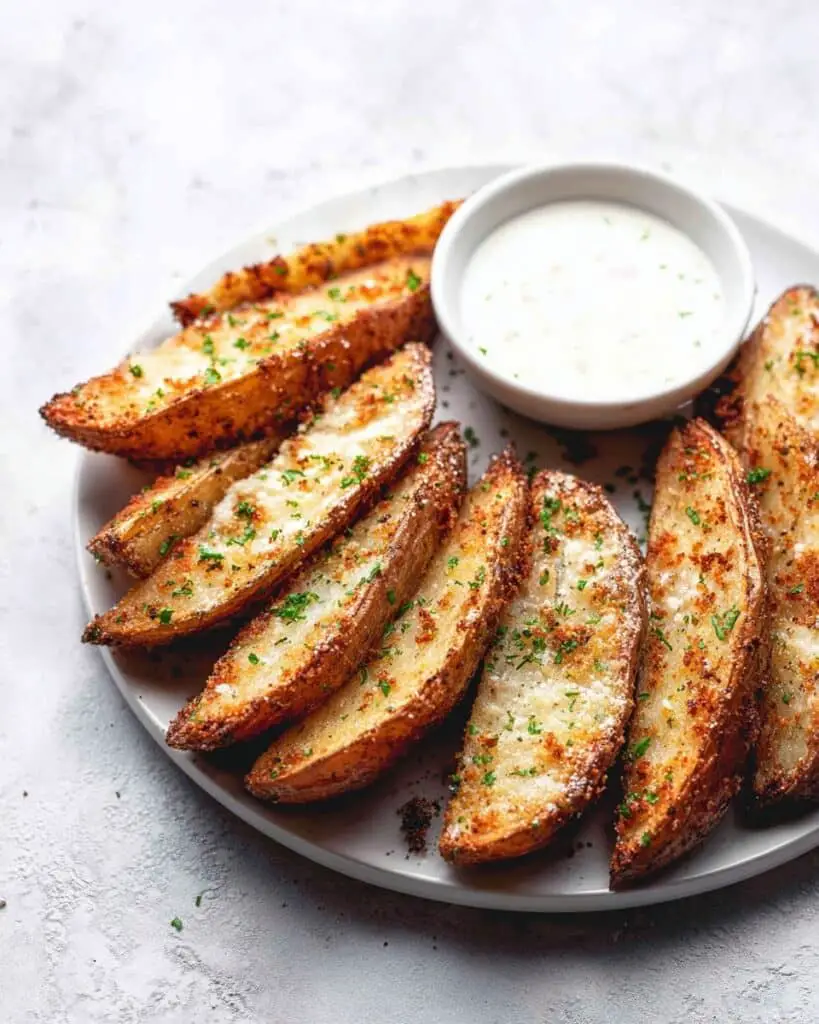 Baked Garlic Parmesan Potato Wedges Recipe