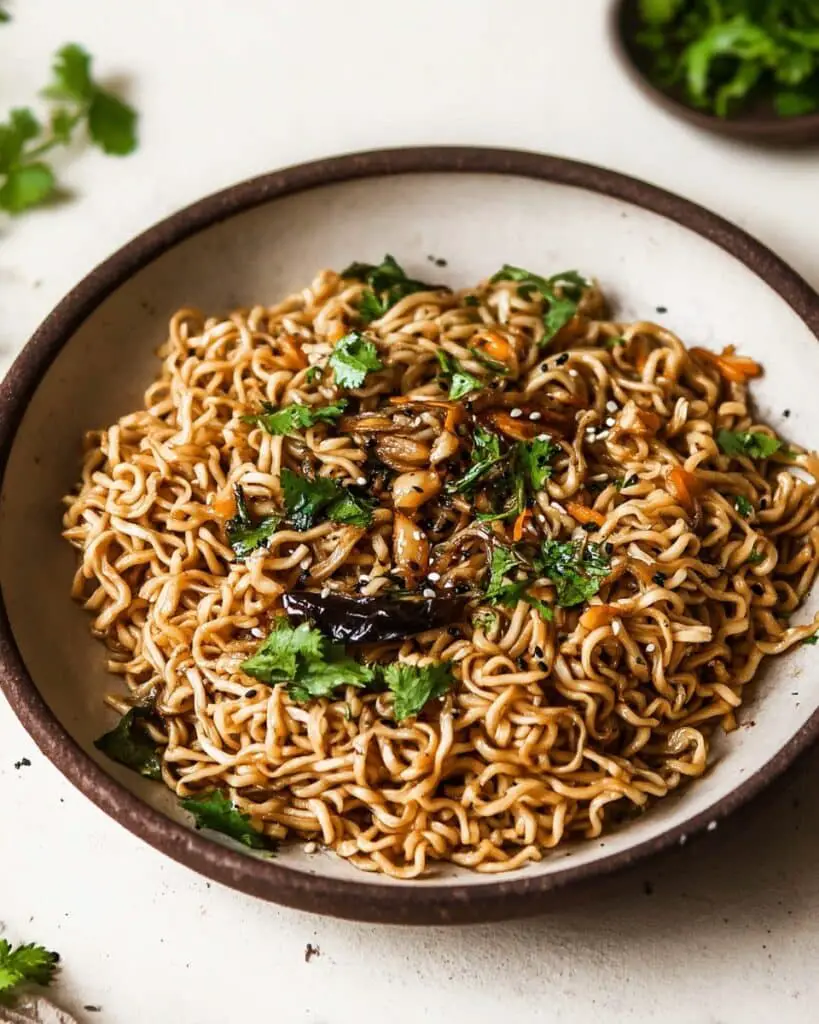 Maggi Noodles with Black Pepper, Garlic, and Crispy Garlic Topping Recipe