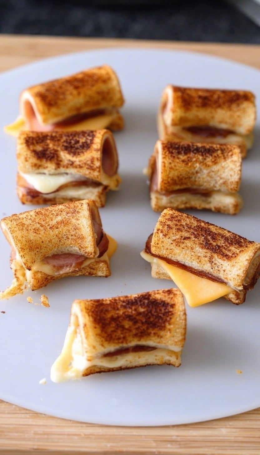 Delicious Grilled Cheese Roll-Ups with Ham Recipe - Recipe Image