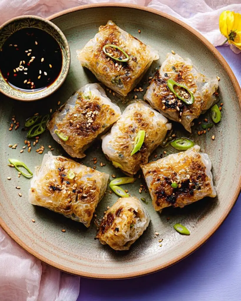 Rice Paper Dumplings with Cabbage, Shiitake & Ginger Recipe