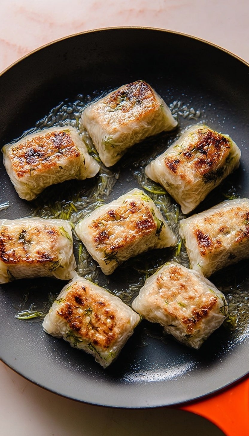 Rice Paper Dumplings with Cabbage, Shiitake & Ginger Recipe - Recipe Image