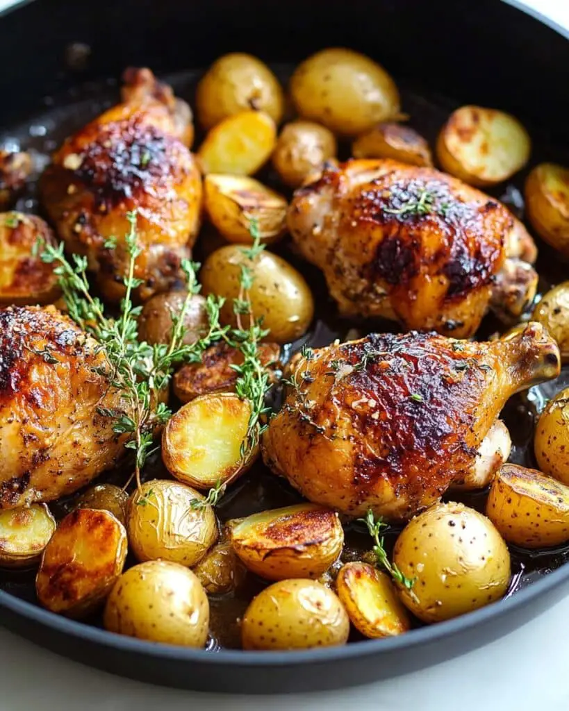 Honey Dijon Roasted Chicken with Potatoes and Shallots Recipe