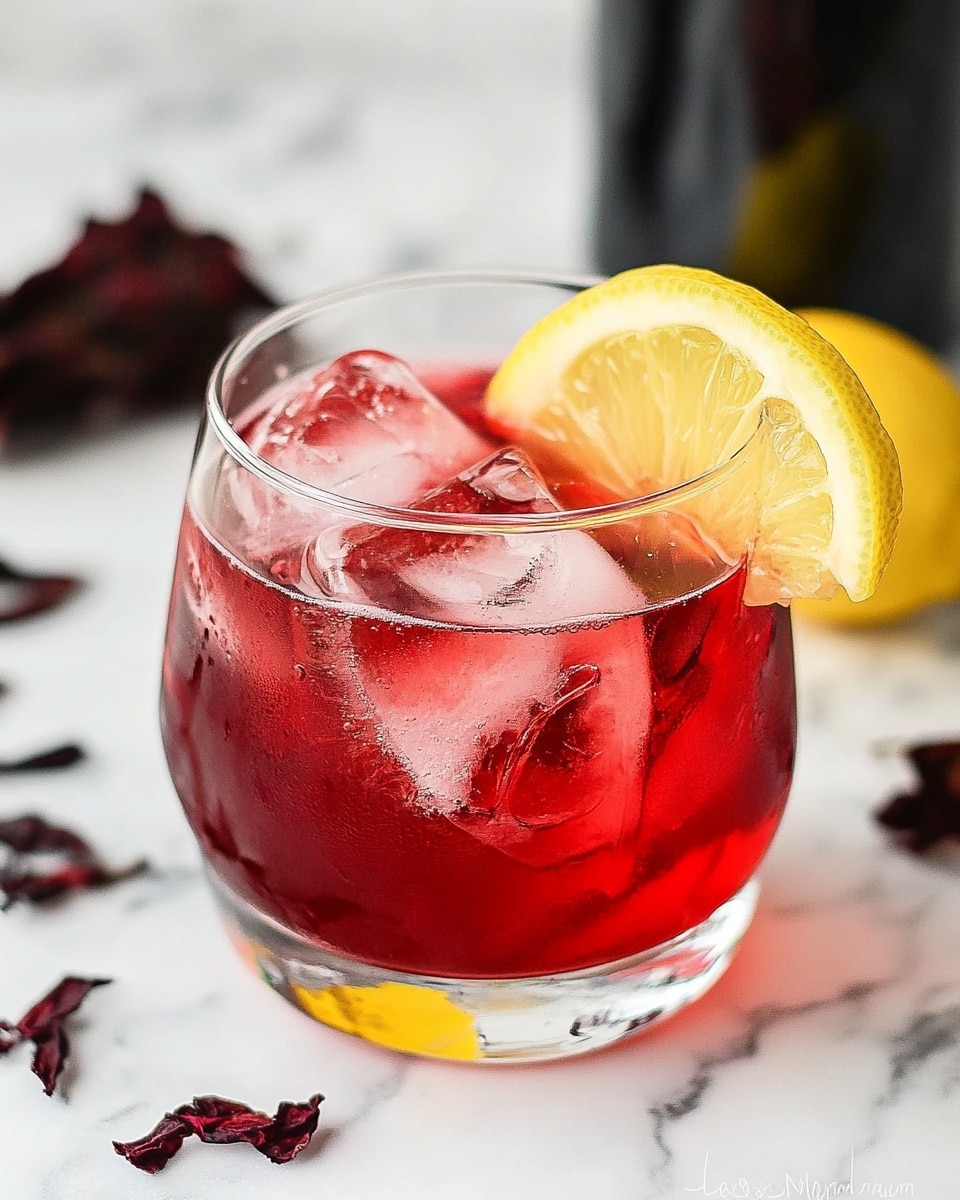Refreshing Hibiscus Iced Tea with Candied Ginger and Lemon Recipe - Recipe Image