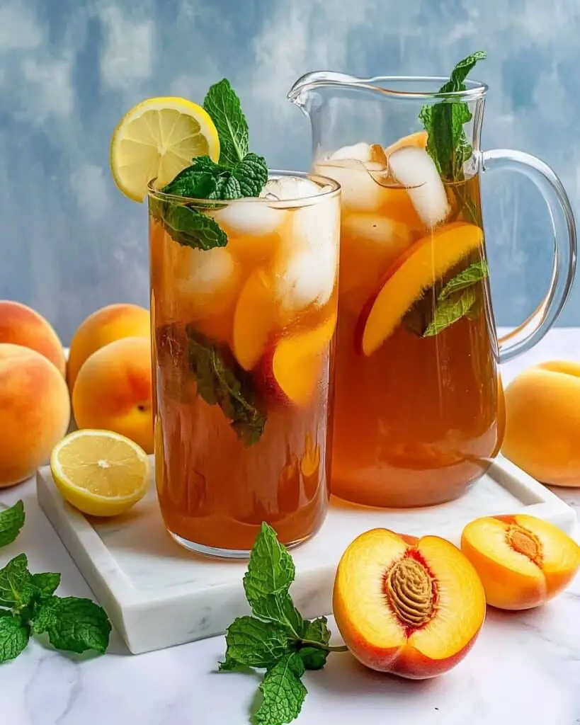 Peach Iced Tea with Mint and Honey Recipe