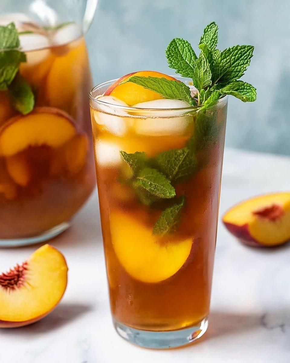 Peach Iced Tea with Mint and Honey Recipe - Recipe Image