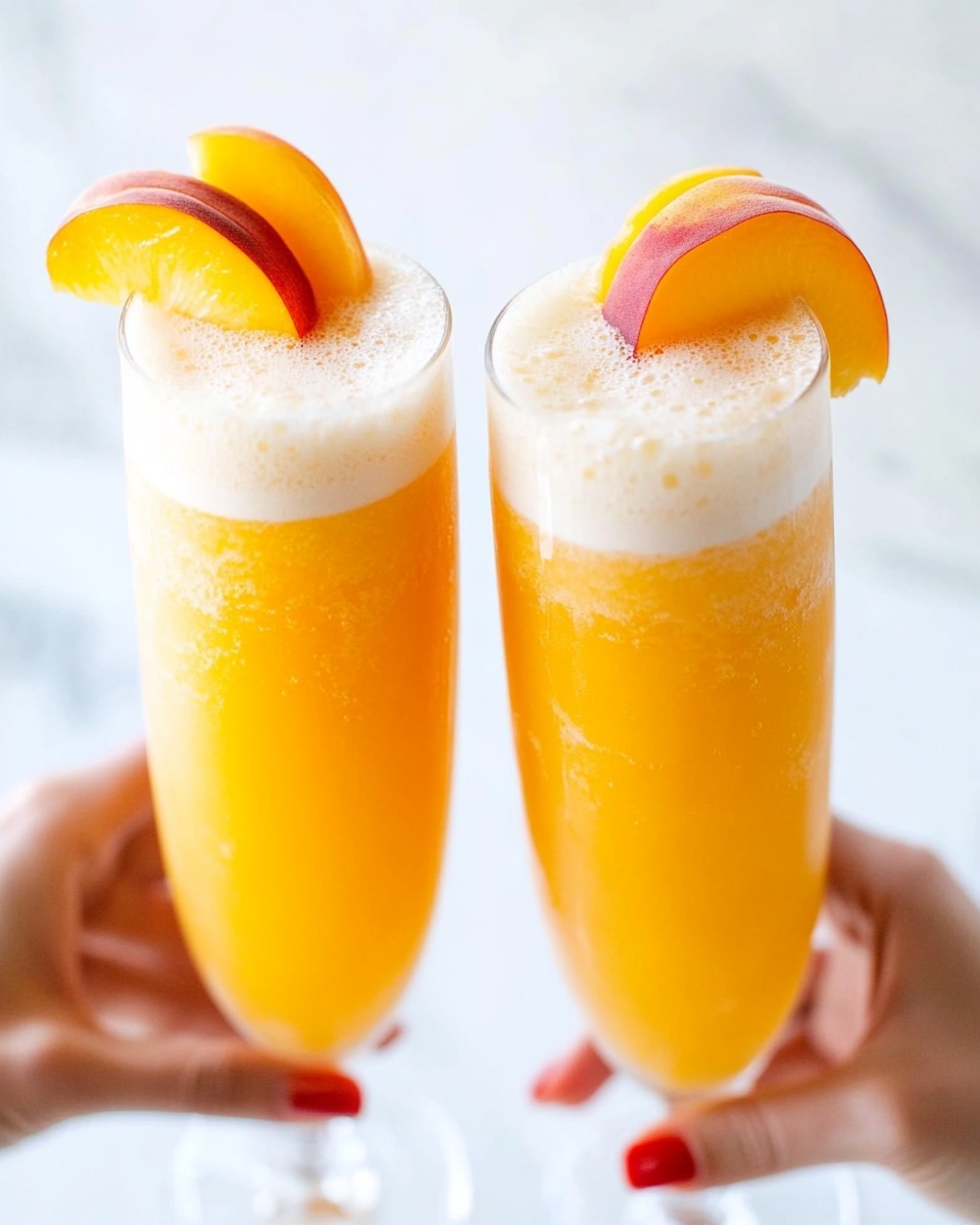 Fresh Peach Bellini Cocktail Recipe - Recipe Image