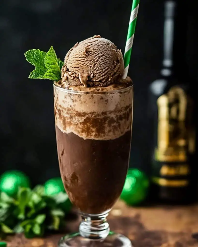 Chocolate Beer Float with Irish Whiskey and Mint Recipe