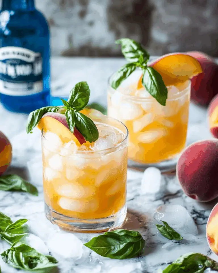 Peach Basil Gin Fizz Recipe