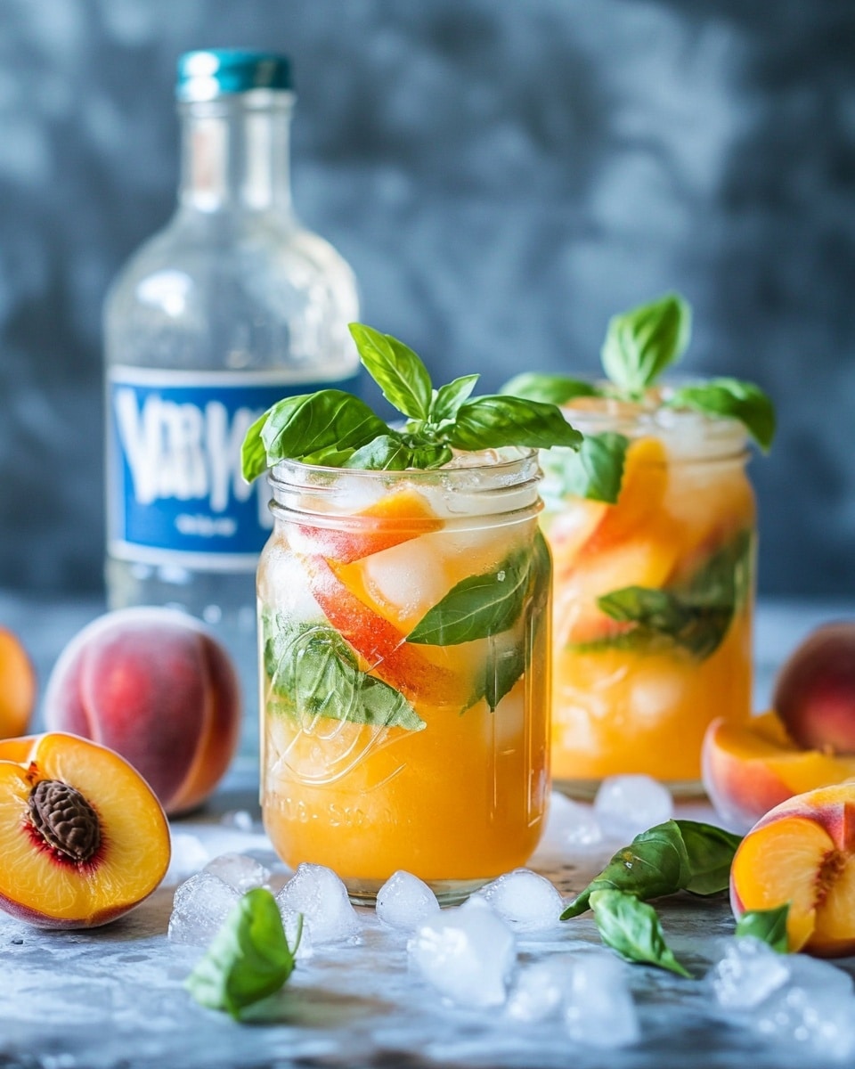 Peach Basil Gin Fizz Recipe - Recipe Image