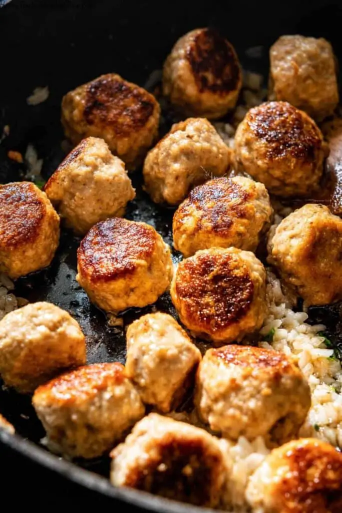 Honey Garlic Meatball Rice Bake