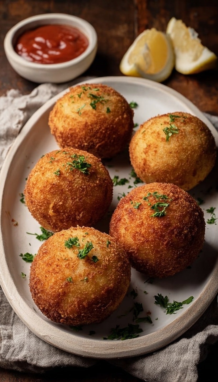 Crispy Baked Arancini with Mozzarella and Parmesan Recipe - Recipe Image