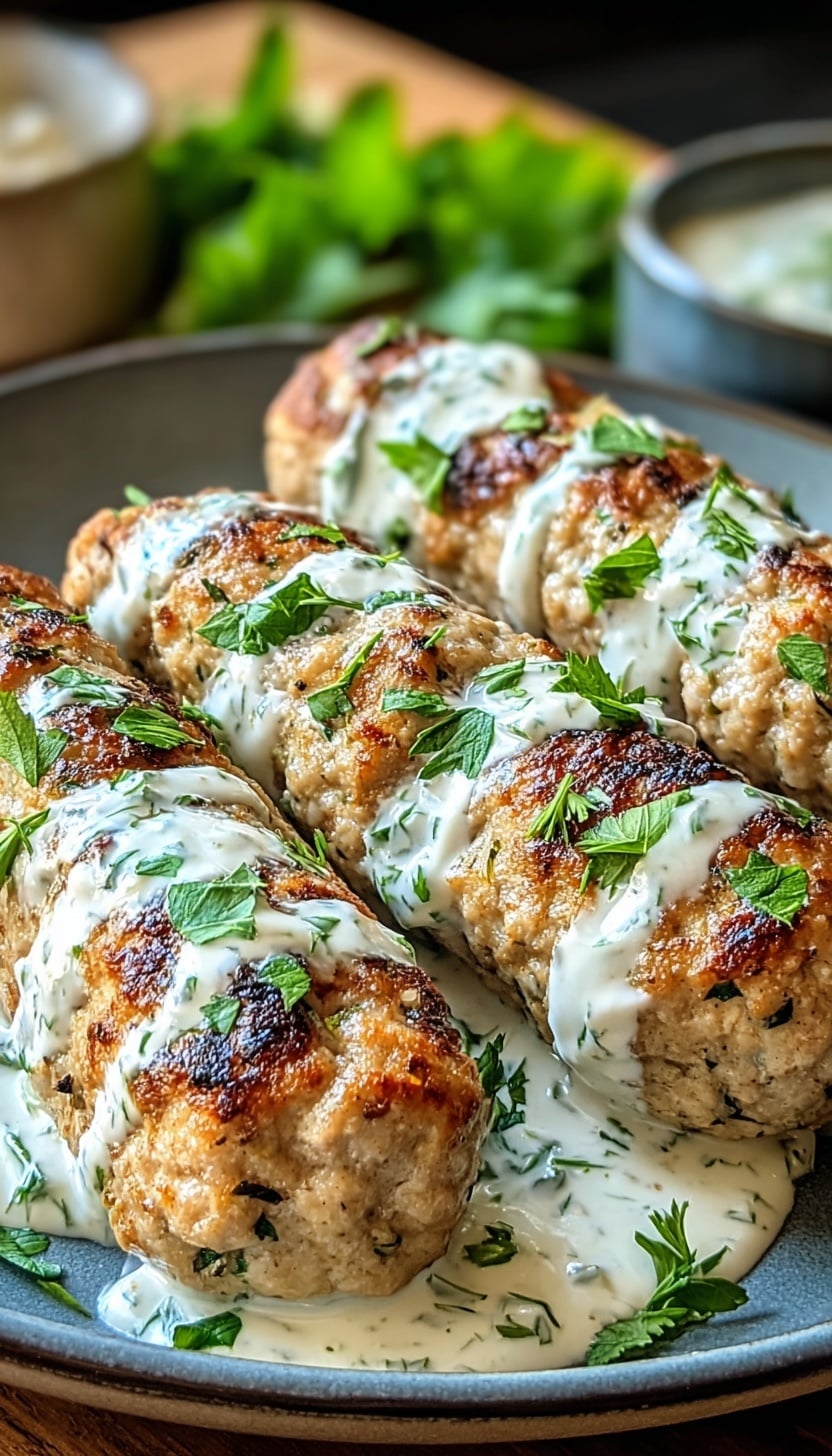 Chicken Kofta with Garlic Yogurt Sauce Recipe - Recipe Image
