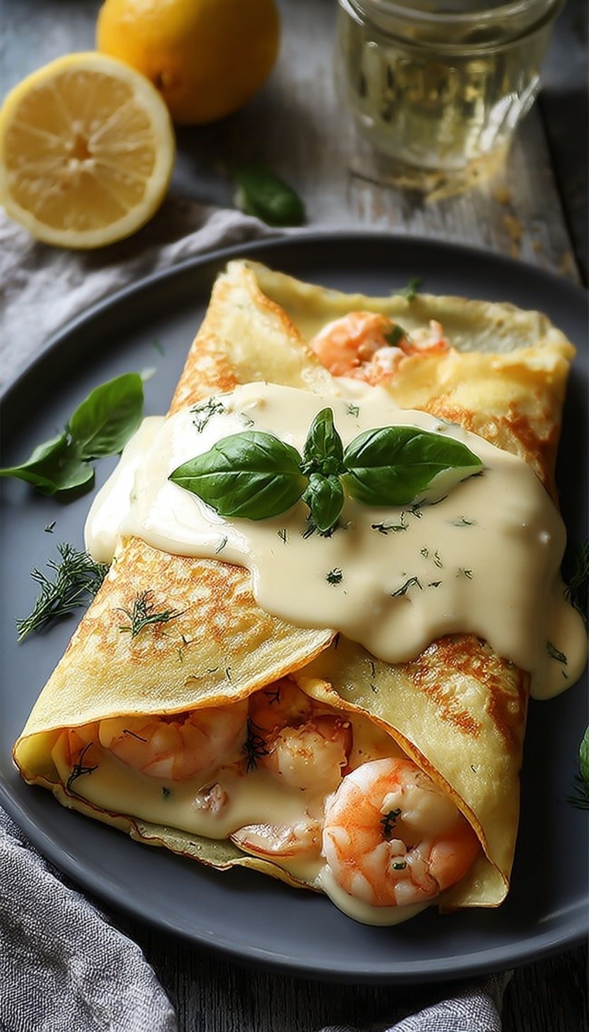 Seafood Crepes with Béchamel Sauce Recipe - Recipe Image