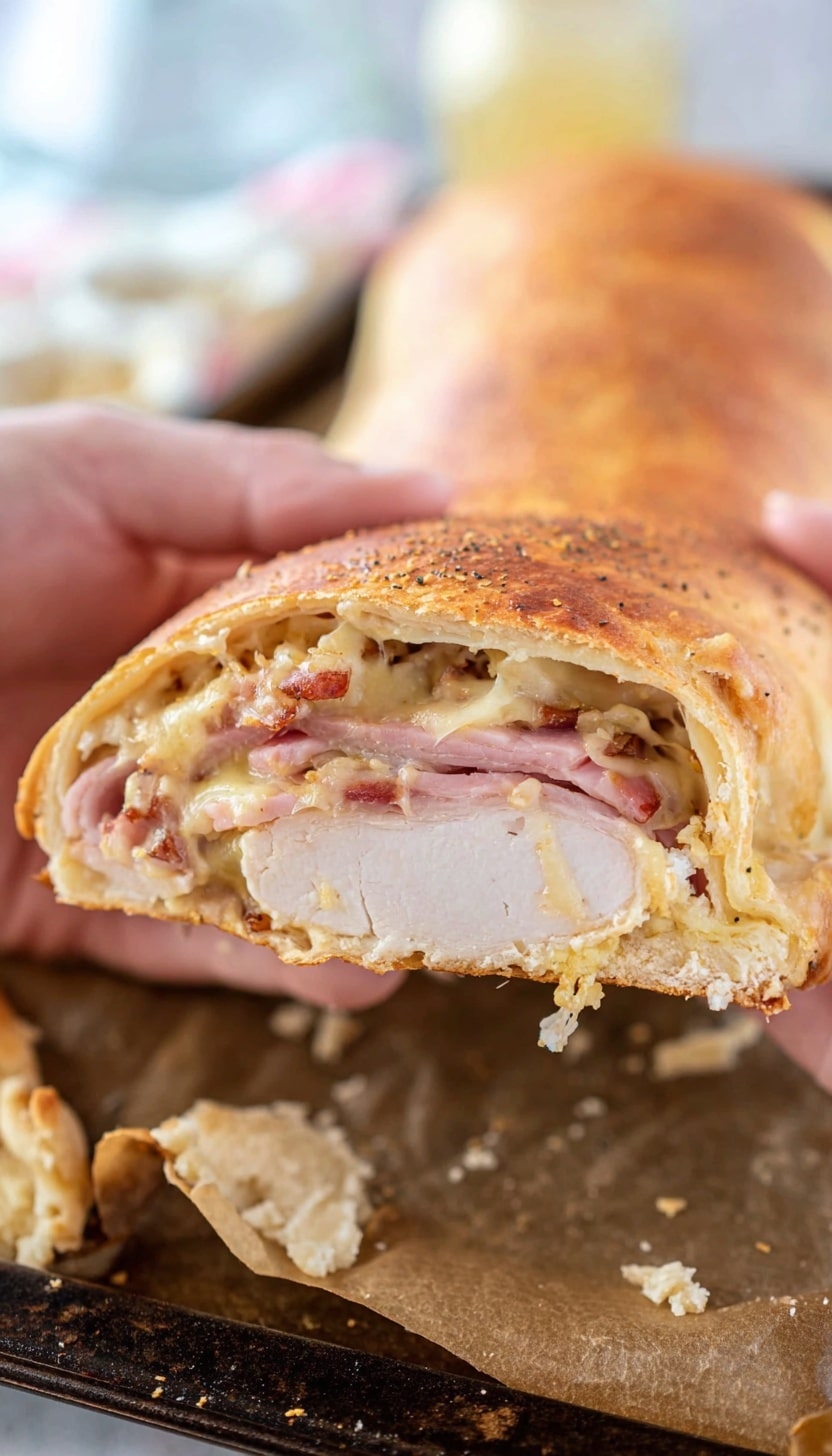 Chicken Cordon Bleu Stromboli Recipe - Recipe Image