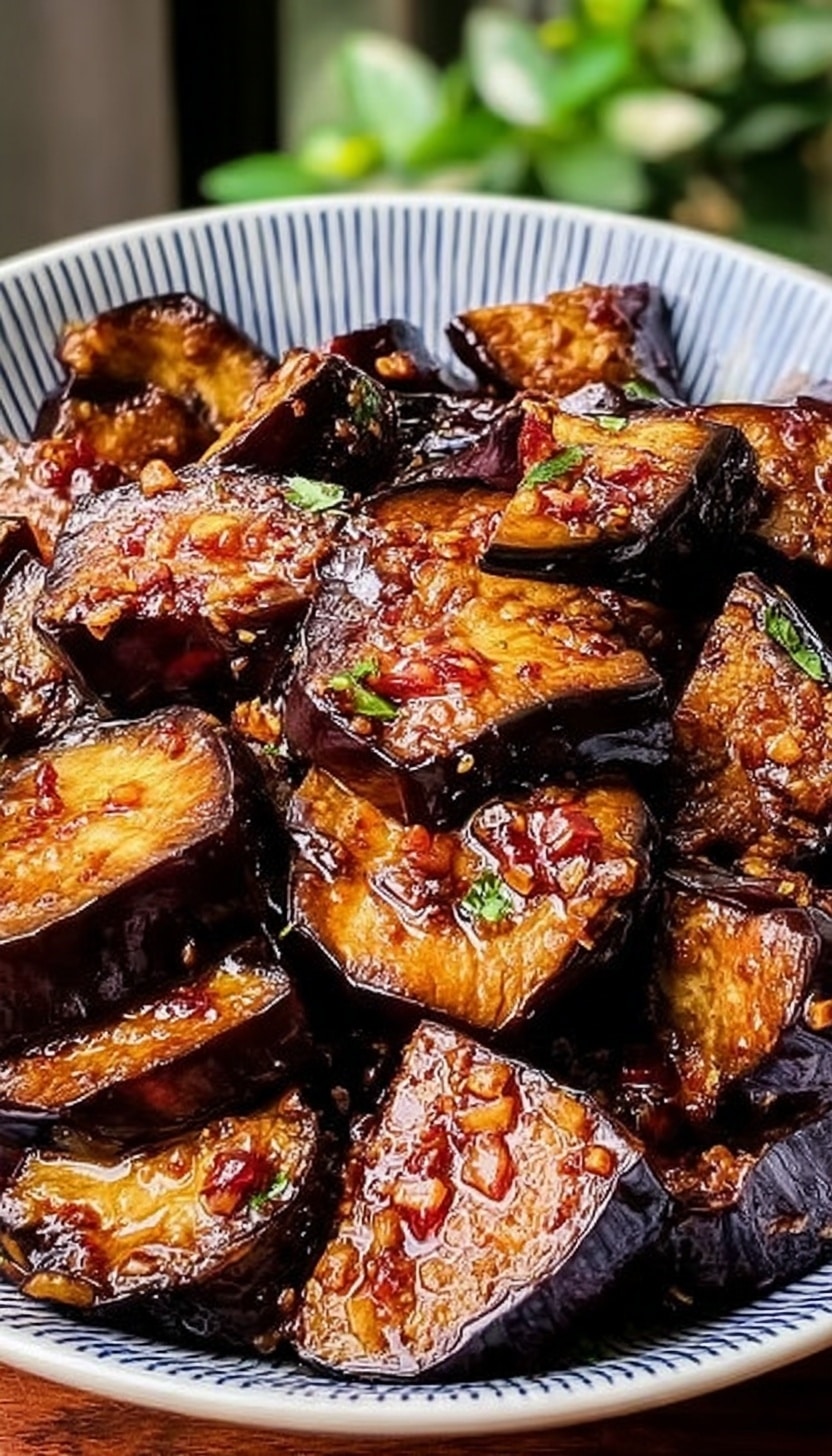 Irresistible Sticky Garlic Eggplant Recipe - Recipe Image