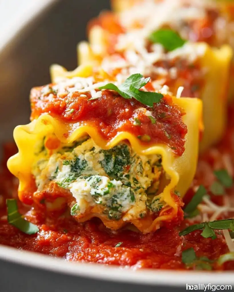 Lasagna Roll Ups with Spinach, Ricotta, and Mozzarella Recipe