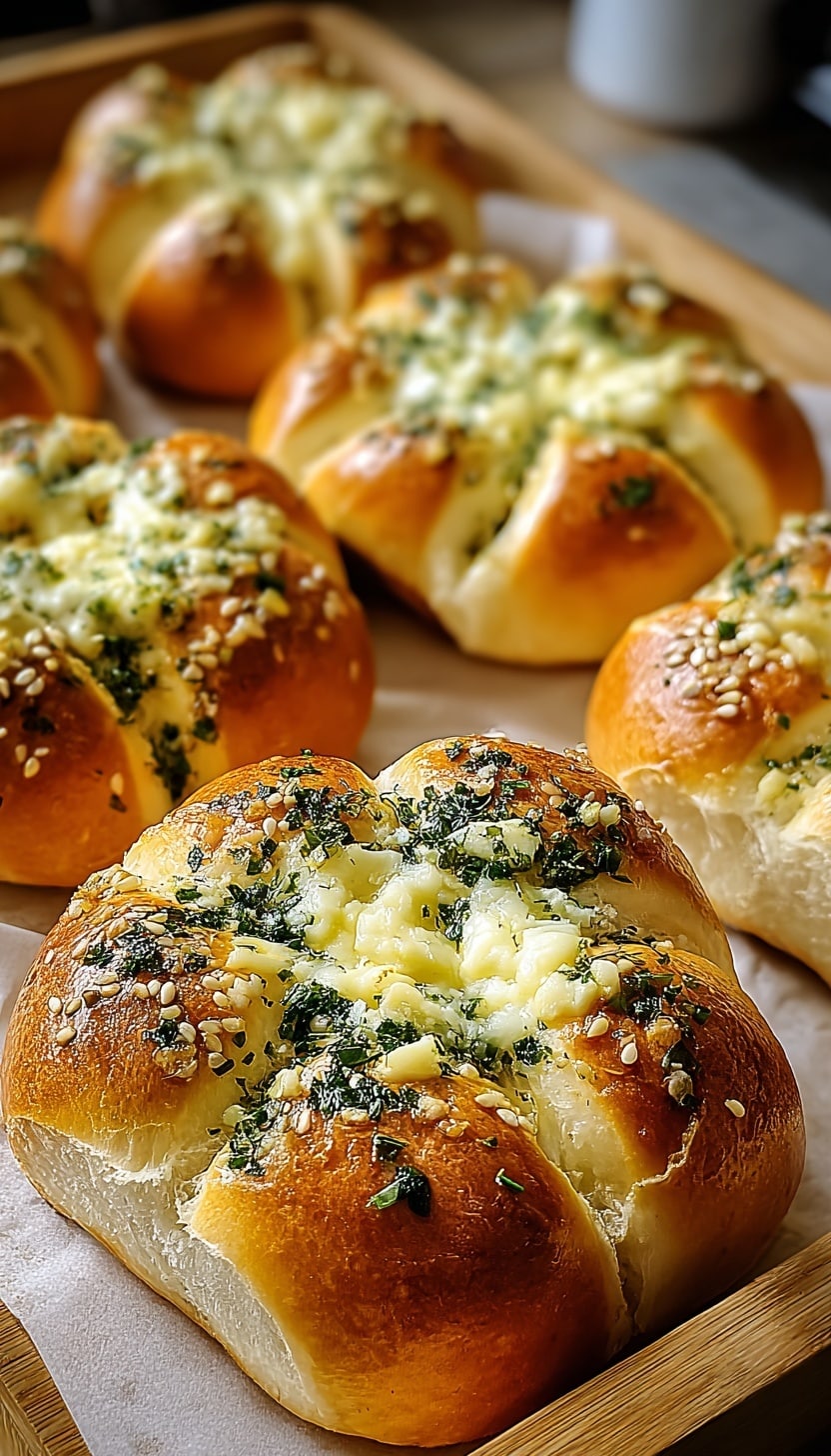Korean Cream Cheese Garlic Bread Recipe - Recipe Image