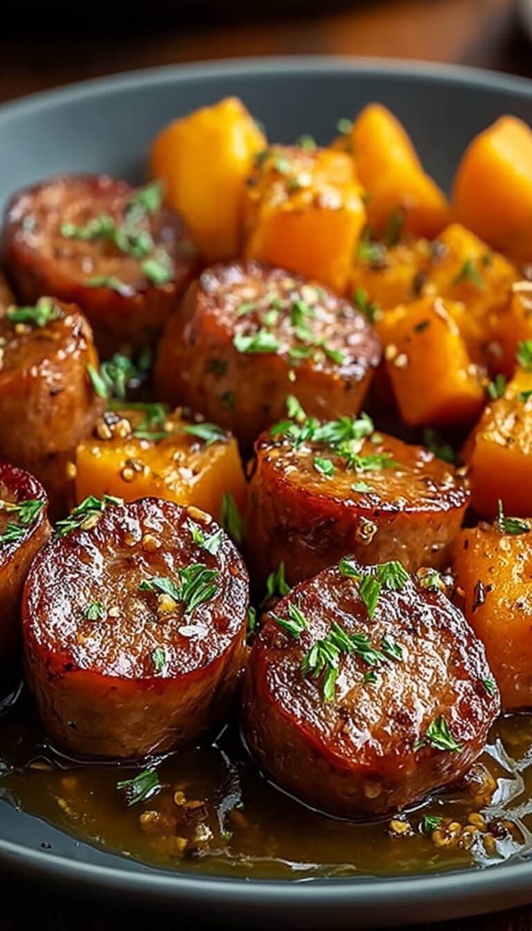 Sausage and Sweet Potatoes with Honey Garlic Sauce Recipe