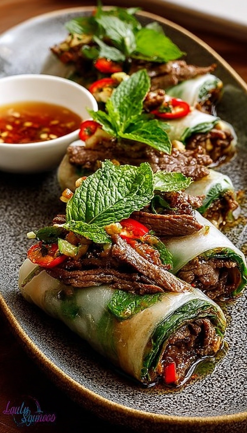 Thai Basil Beef Rolls Recipe - Recipe Image