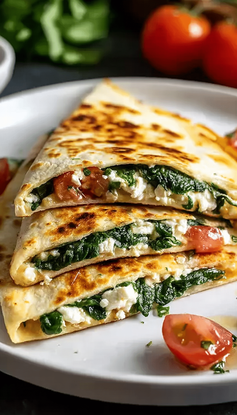 Spinach and Feta Quesadillas Recipe - Recipe Image