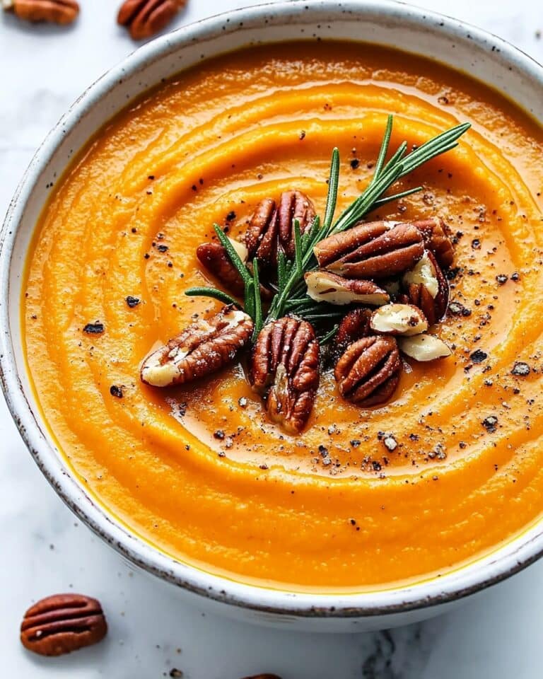 Creamy Pumpkin Sweet Potato Soup with Ginger and Spices Recipe