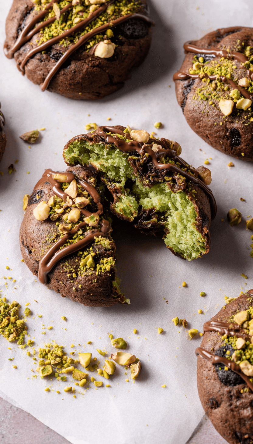 Pistachio Kunafa Chocolate Cookies Recipe - Recipe Image