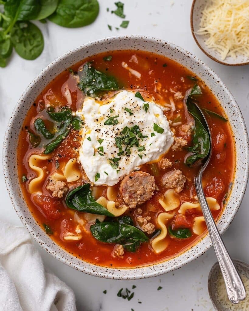 Easy Slow Cooker Lasagna Soup Recipe