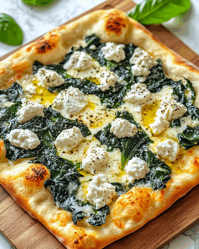 Greek Roasted Garlic Spinach White Pizza Recipe