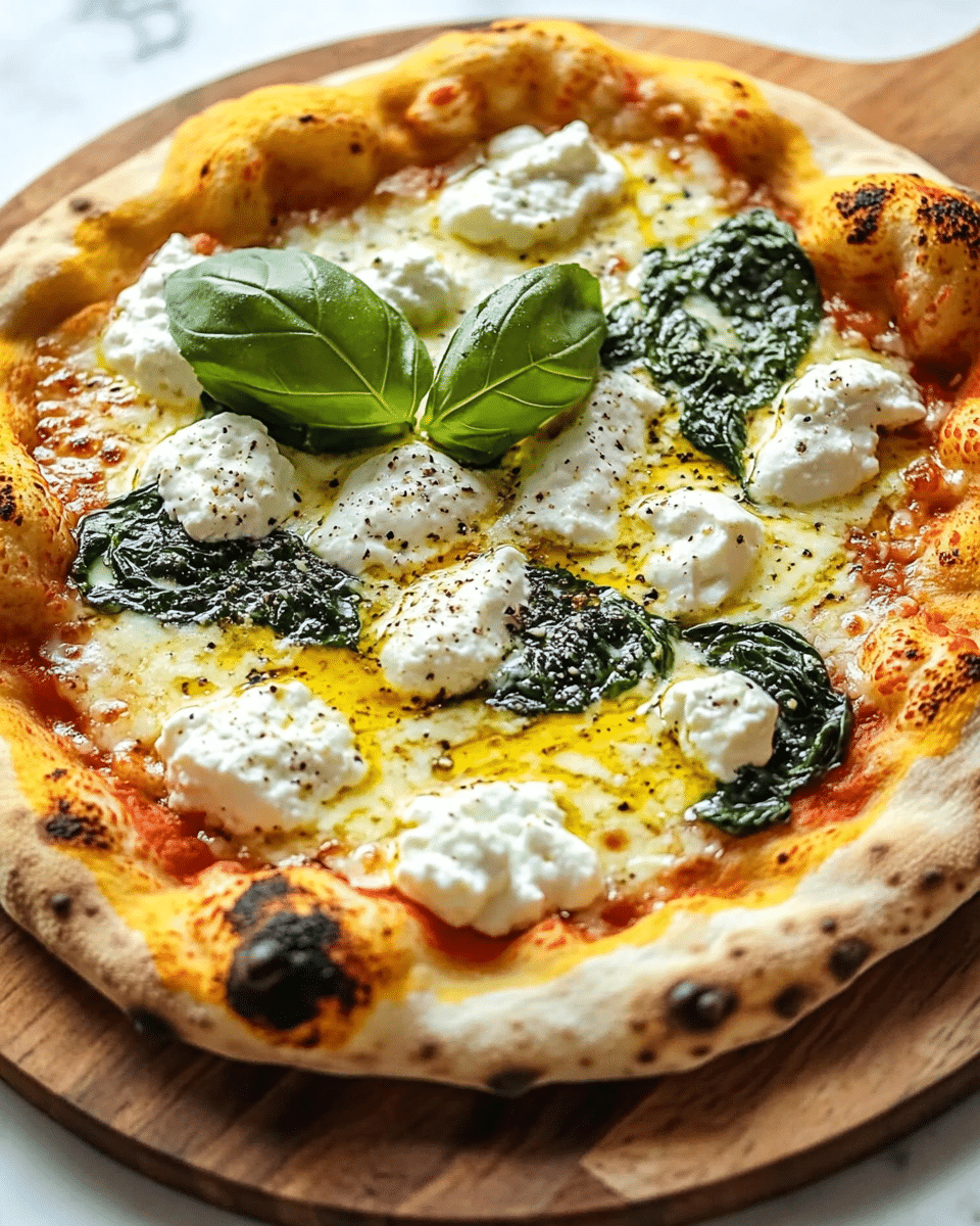 Greek Roasted Garlic Spinach White Pizza Recipe - Recipe Image