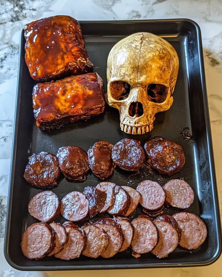 Smoked Ribs with Cajun Sausage Entrails for Halloween Recipe