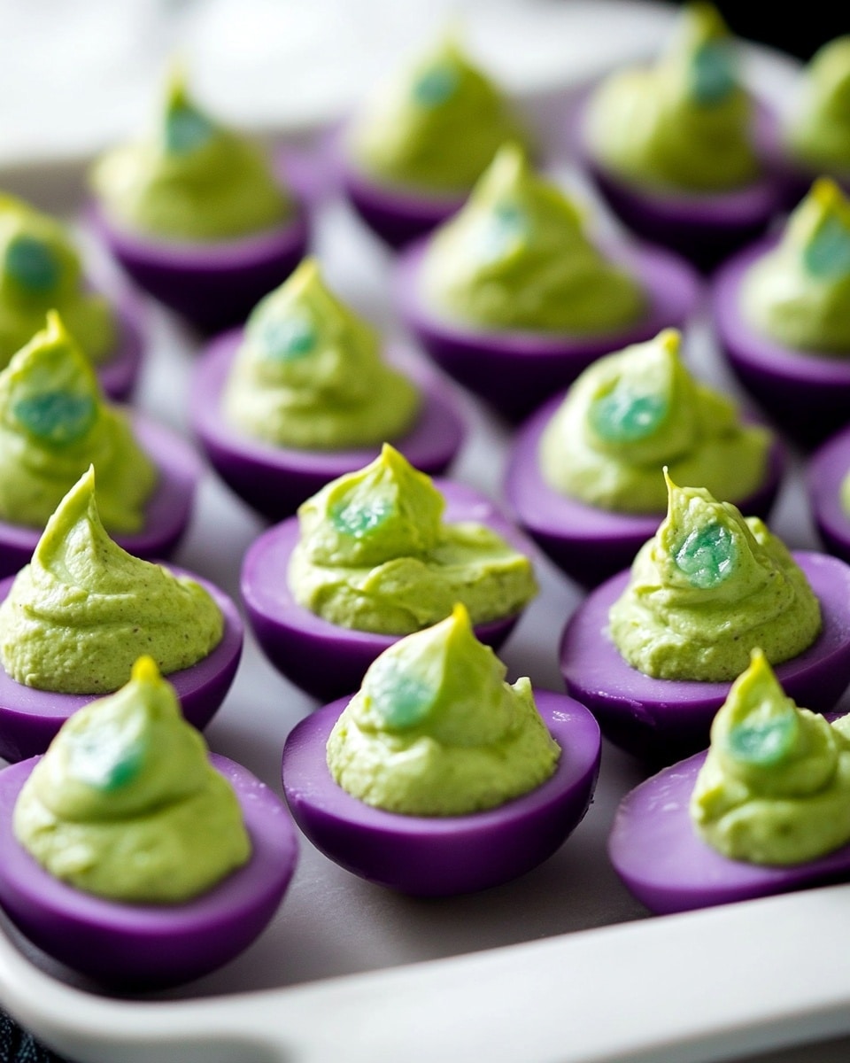 A shiny silver bowl filled with about twelve peeled hard boiled eggs, smooth and white, sits on a white marbled surface. Next to it are two dark green avocados with bumpy skin and a small clear glass bottle labeled