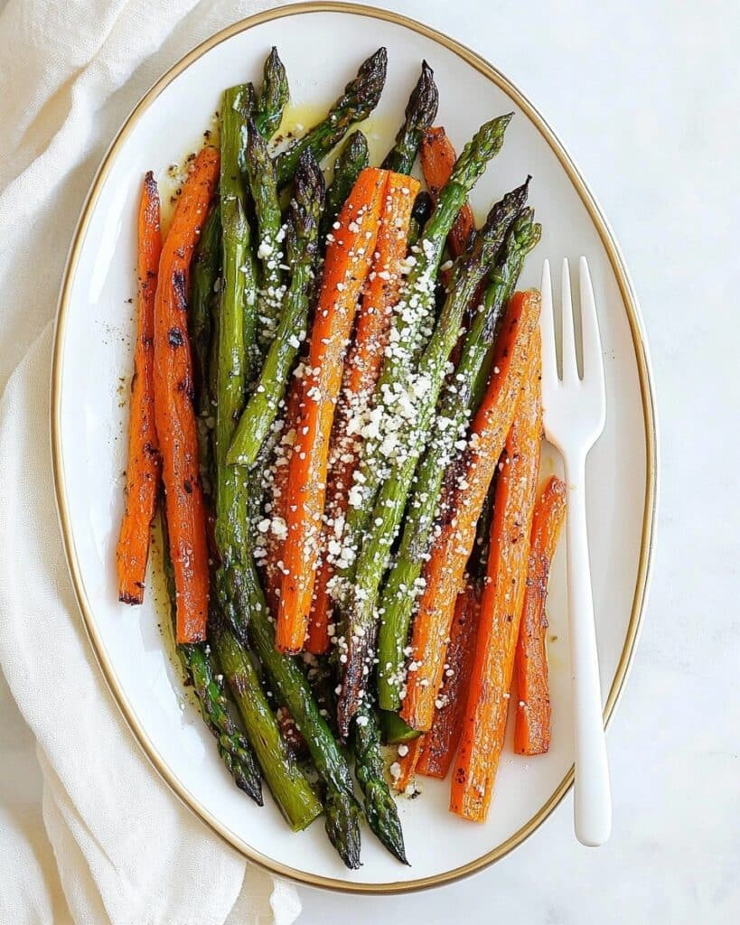Roasted Asparagus and Carrots with Goat Cheese and Lemon Recipe