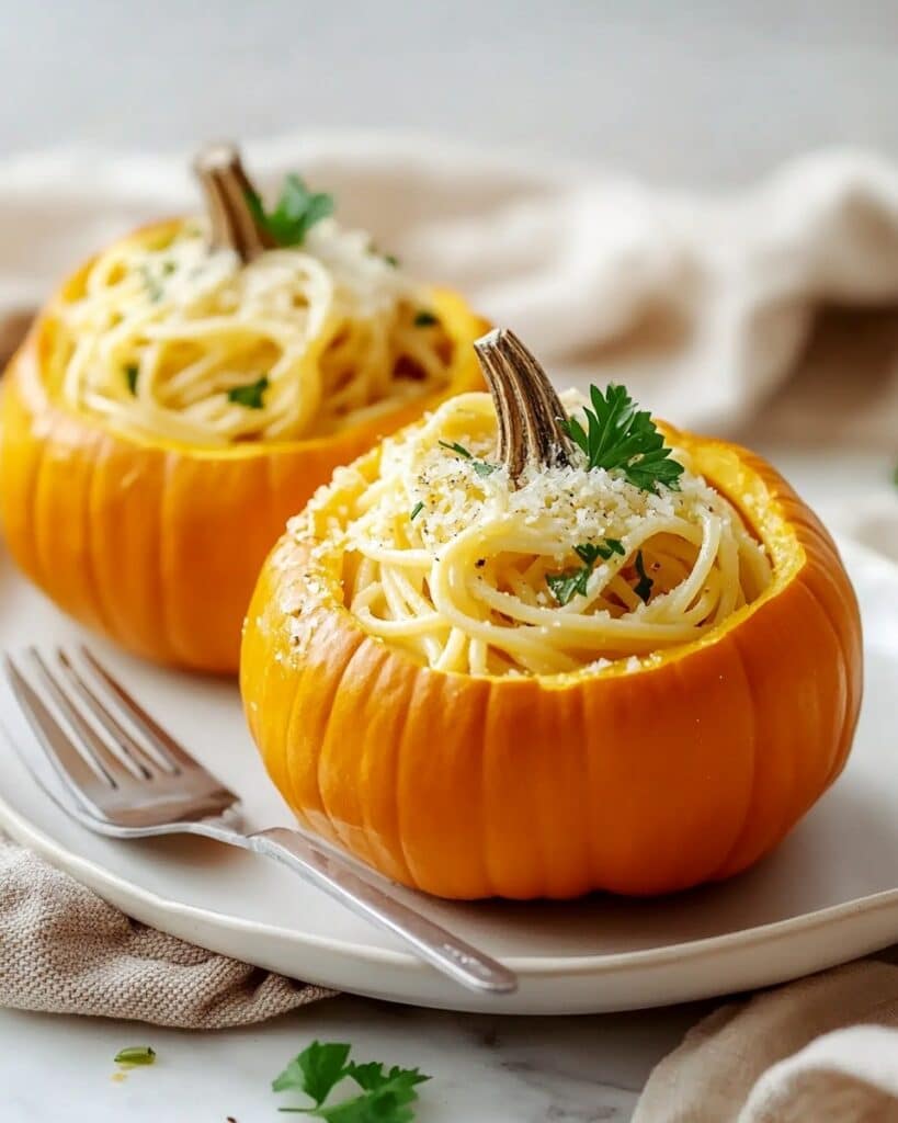 Pumpkin Alfredo Pasta Cauldrons Recipe