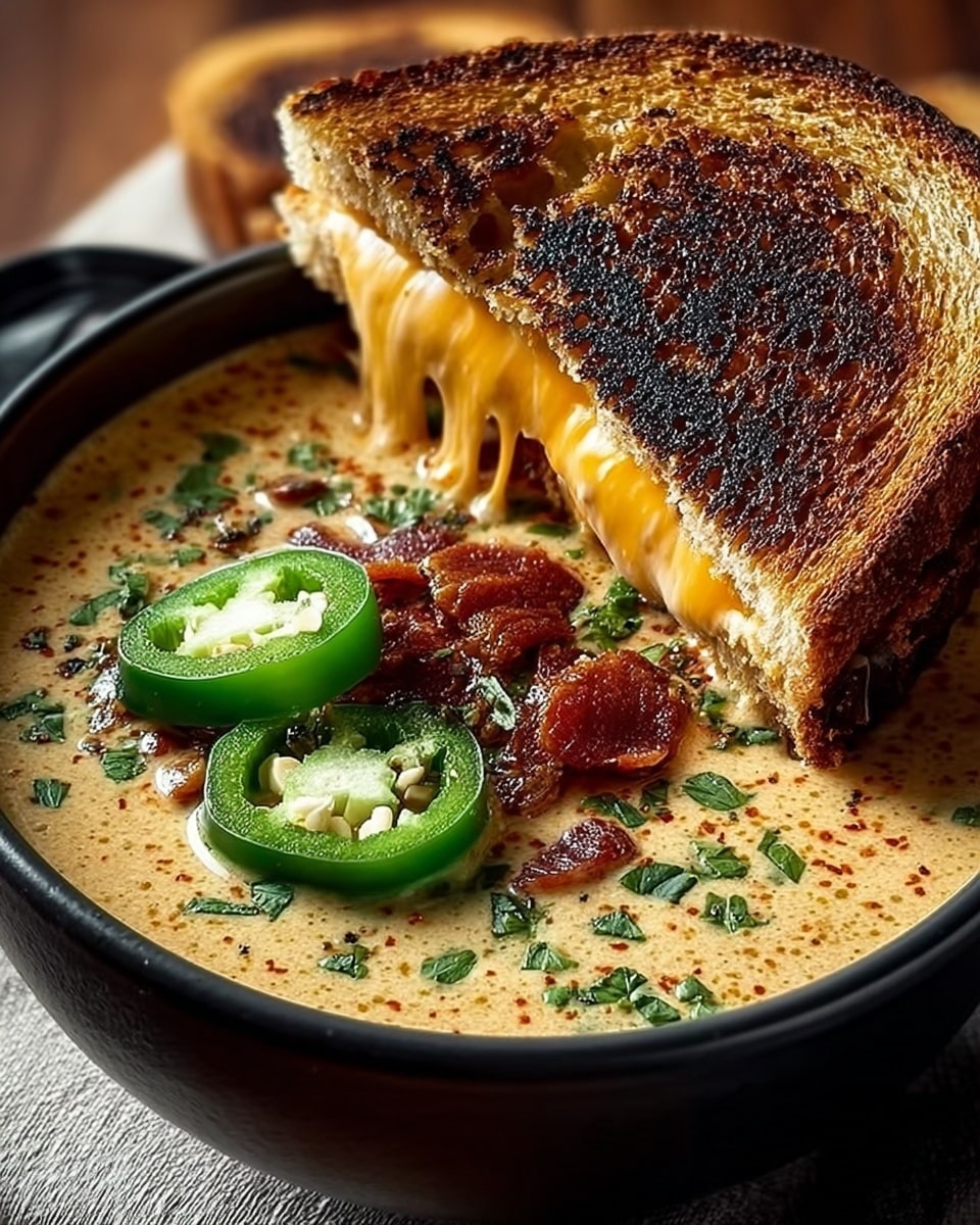 Spicy Jalapeño Popper Soup with Grilled Cheese Dippers Recipe - Recipe Image