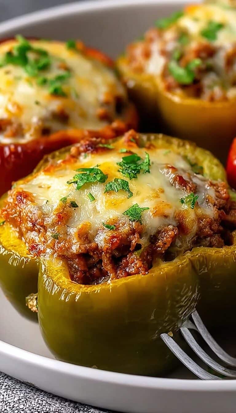 Keto Low Carb Stuffed Bell Peppers Recipe