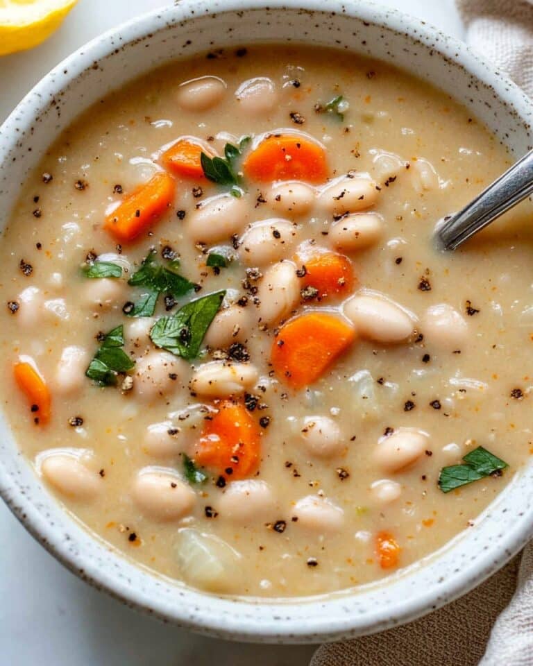 Greek White Bean Soup with Garlic and Lemon Recipe
